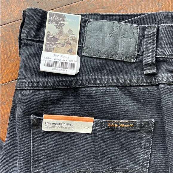 Nudie Jeans Men's Faded Black, 33/34. NWT.
